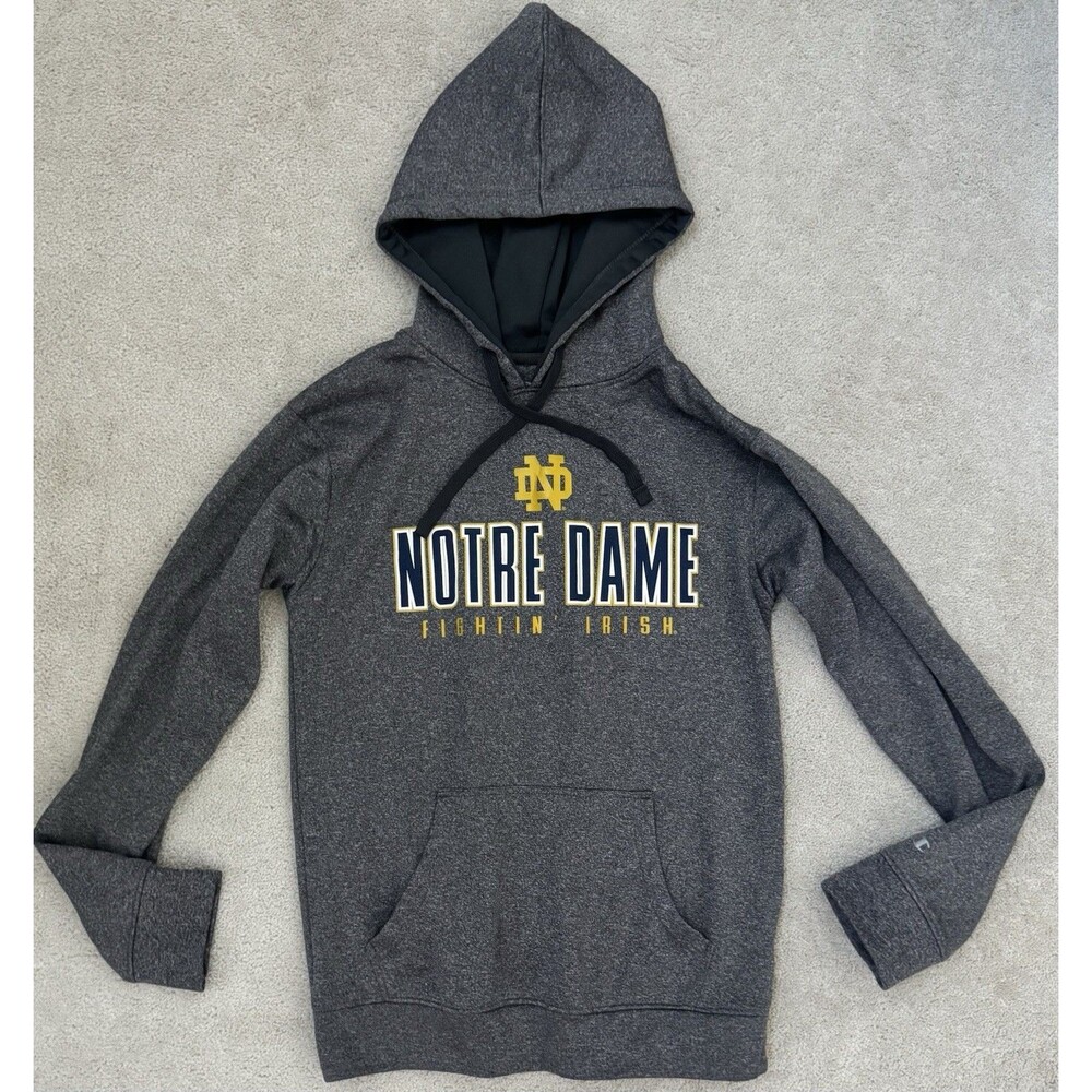 Champion Men's Small Notre Dame Fighting Irish Gray Hoodie Sweatshirt